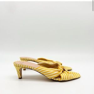 J. CREW Knotted Kitten Heel Sandals Striped Yellow, 9.5